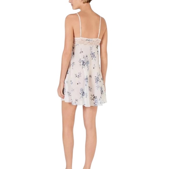 Inc Floral Hummingbird Lace Bodice Chiffon Chemise Nightgown White Blue NEW XXXL - Picture 2 of 5
